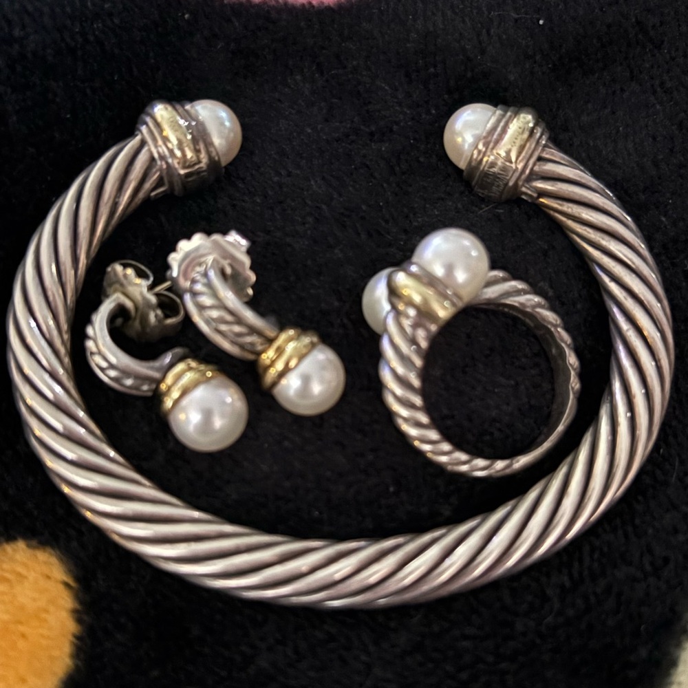 David Yurman Cable cultured Pearl set